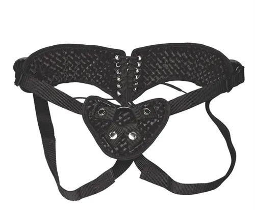 Lux Fetish Female Sex Toys Diamond Velvet Strapon Corset Black