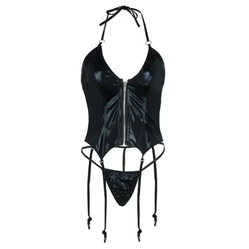HotPinkSexyShop Female Sex Toys Body sexy effetto pelle con zip sexy body reggicalze sadomaso top lingerie hot