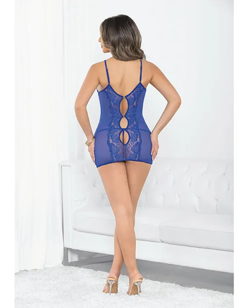 Couples Escante Keyhole Back Lace Mesh Chemise Indigo