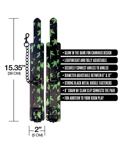Global Novelties Female Sex Toys Stoner Vibes Glow in the Dark Wrist Cuffs
