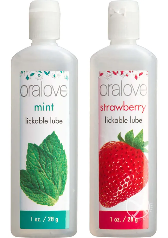 Anal Doc Johnson Enterprises Oralove Delicious Duo Strawberry Mint Flavored Lubricants for Enriched Oral Play