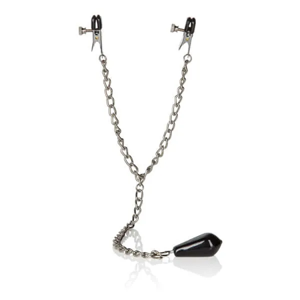 Female Sex Toys California Exotic Novelties Weighted Nipple Clamps with Adjustable Tension and Metal Chain NonPiercing PhthalateFree