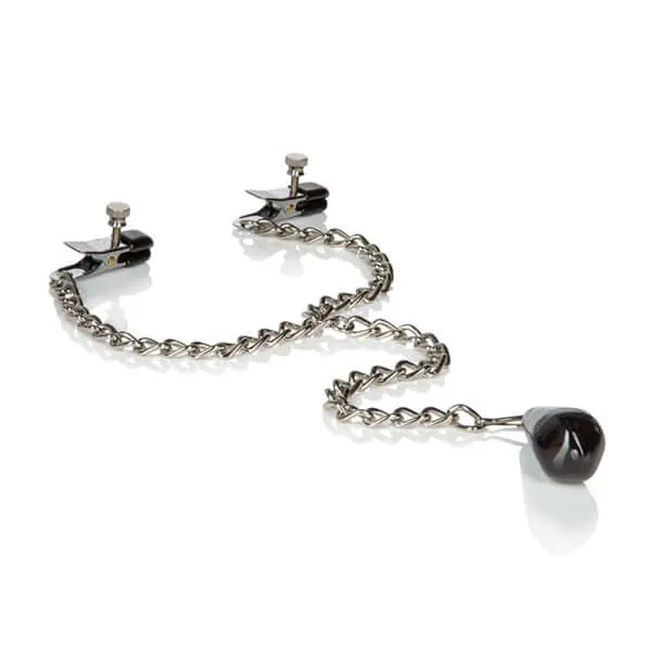 Female Sex Toys California Exotic Novelties Weighted Nipple Clamps with Adjustable Tension and Metal Chain NonPiercing PhthalateFree