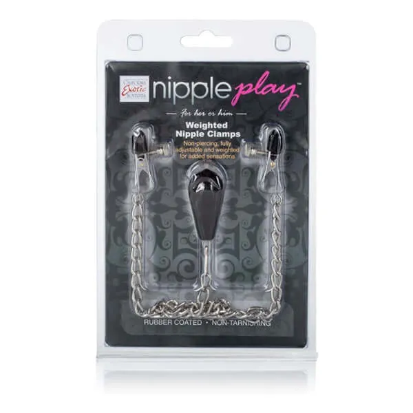 Female Sex Toys California Exotic Novelties Weighted Nipple Clamps with Adjustable Tension and Metal Chain NonPiercing PhthalateFree
