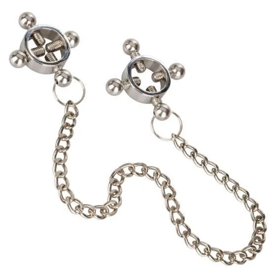 Female Sex Toys Enhance Sensual Stimulation with Nipple Grips 4 Point Nipple Press with Chain California Exotic Novelties