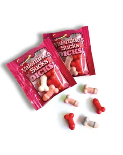 Female Sex Toys Valentines Sucks Dicks Candy Display 100 Mini Packs of Hilarious Cheeky Treats Little Genie