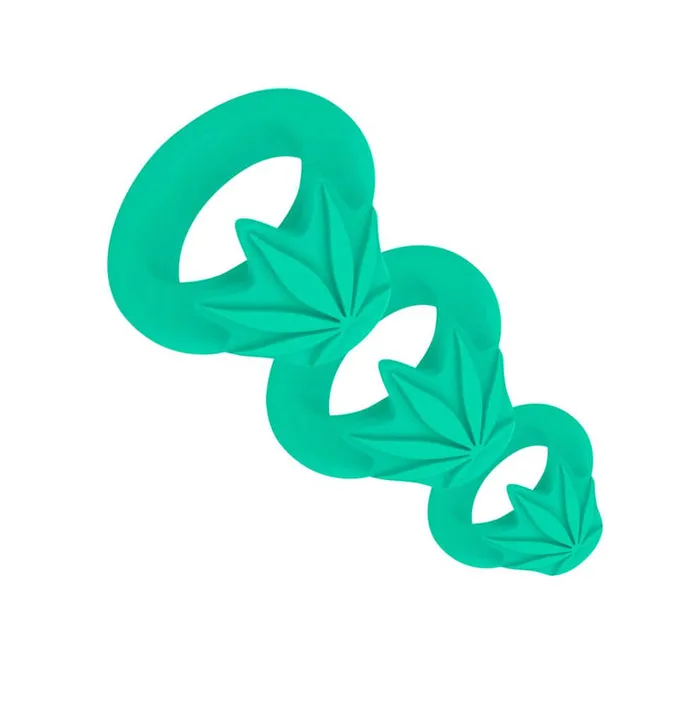 Maia Toys Anal Hazey Silicone Pot Leaf 3 Ring Set Green Vibe Lite