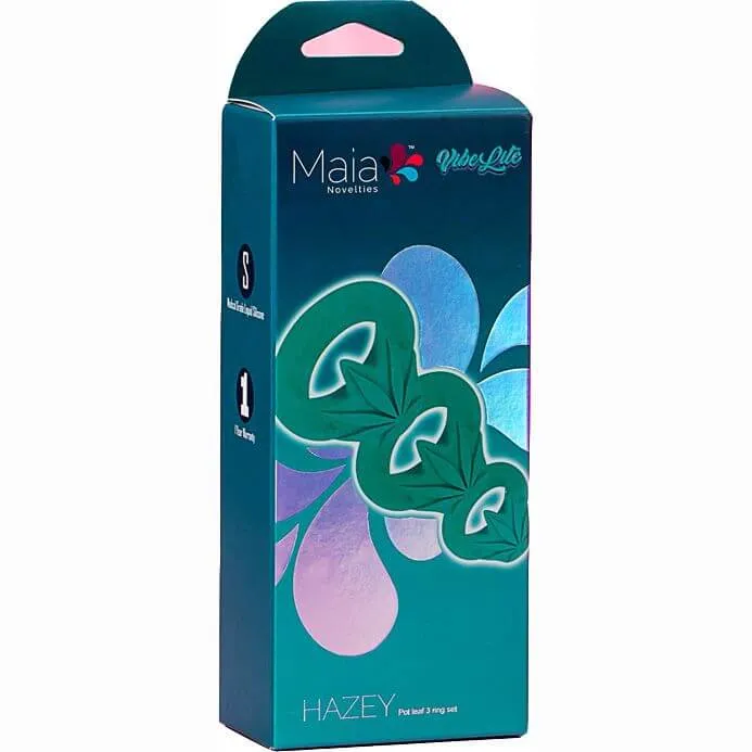 Maia Toys Anal Hazey Silicone Pot Leaf 3 Ring Set Green Vibe Lite