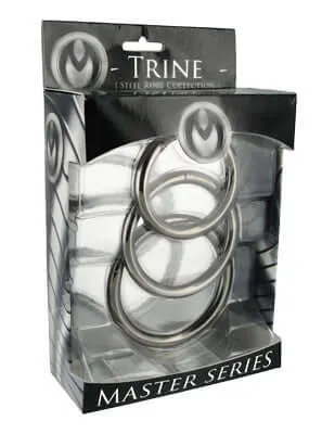 Male Sex Toys Master Series Trine Steel Cock Ring Set XR Brands