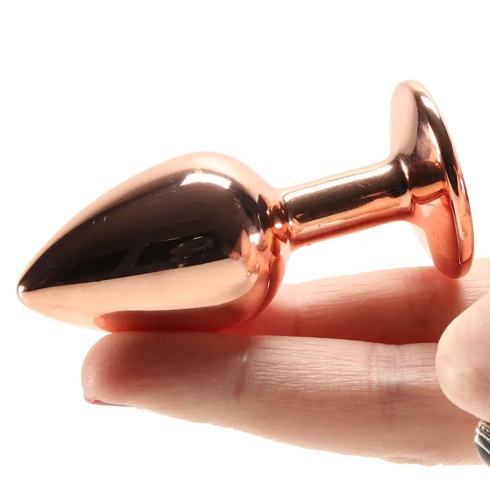 ns novelties Female Sex Toys Small Aluminum Plug with Clear Gem in Rose Gold ns novelties Female Sex Toys Small Aluminum Plug with Clear Gem in Rose Gold