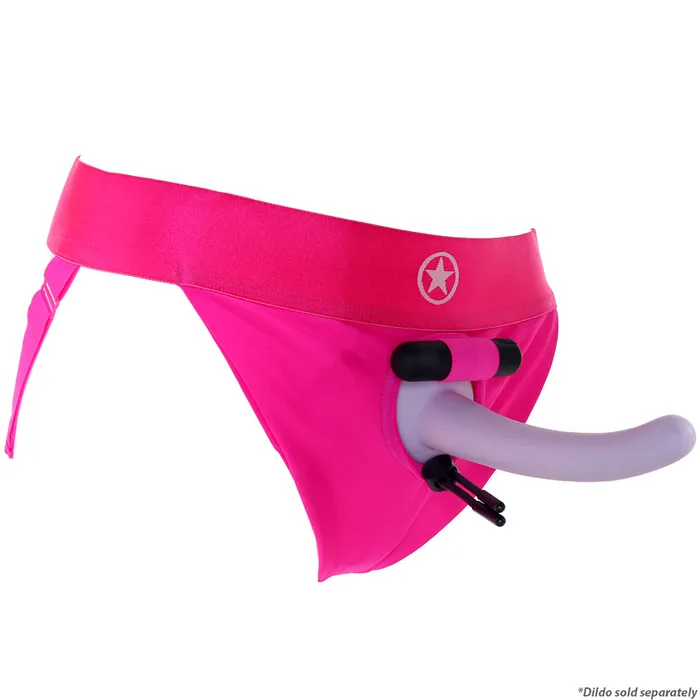 Shots Toys Female Sex Toys Ouch Vibrating Pink Open Back Panty Harness L