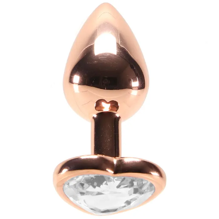 Small Aluminum Plug with Clear Heart Gem in Rose Gold ns novelties Female Sex Toys Small Aluminum Plug with Clear Heart Gem in Rose Gold ns novelties Female Sex Toys