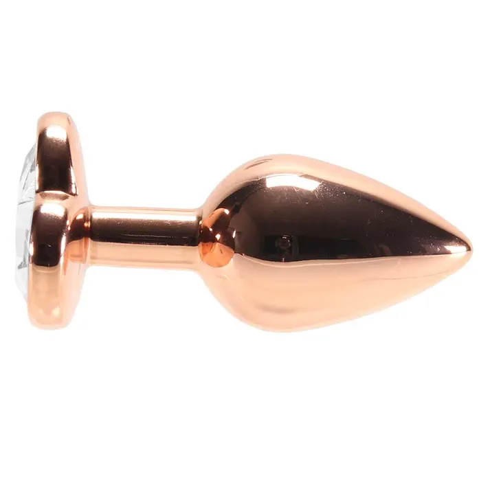 Small Aluminum Plug with Clear Heart Gem in Rose Gold ns novelties Female Sex Toys Small Aluminum Plug with Clear Heart Gem in Rose Gold ns novelties Female Sex Toys
