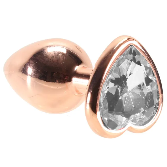 Small Aluminum Plug with Clear Heart Gem in Rose Gold ns novelties Female Sex Toys Small Aluminum Plug with Clear Heart Gem in Rose Gold ns novelties Female Sex Toys