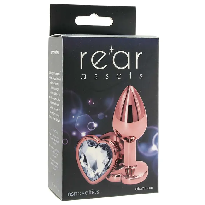 Small Aluminum Plug with Clear Heart Gem in Rose Gold ns novelties Female Sex Toys Small Aluminum Plug with Clear Heart Gem in Rose Gold ns novelties Female Sex Toys