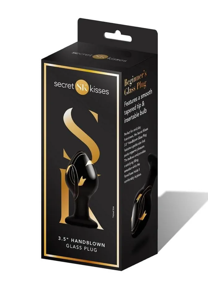 XGen Products Anal Secret Kisses 35 inches Glass Plug Black and Gold