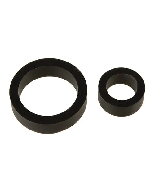 Male Sex Toys Doc Johnson TitanMen Platinum Silicone Cock Ring Black Pack Of 2