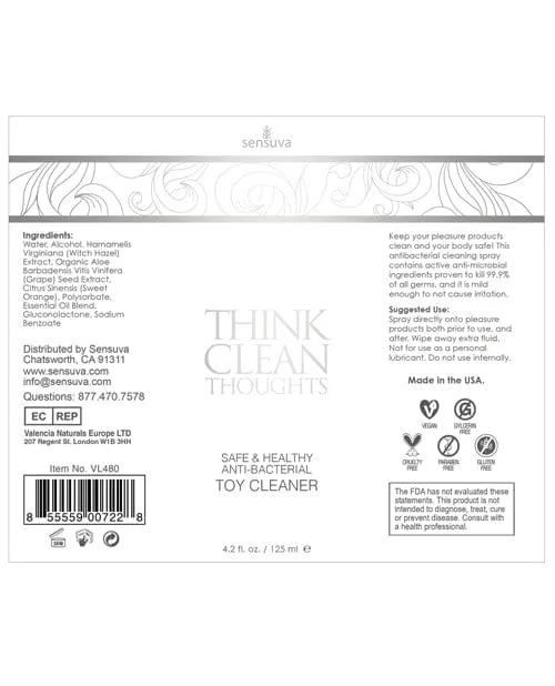 Vibrators Sensuva Valencia Naturals Sensuva Think Clean Thoughts Toy Cleaner 42 Oz Vibrators Sensuva Valencia Naturals Sensuva Think Clean Thoughts Toy Cleaner 42 Oz