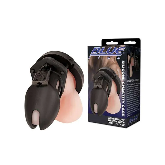 Anal Blue Line Blue Line Silicone Chastity Cage Black