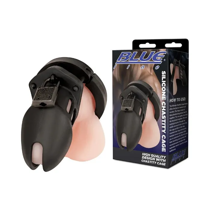 Anal Blue Line Blue Line Silicone Chastity Cage Black
