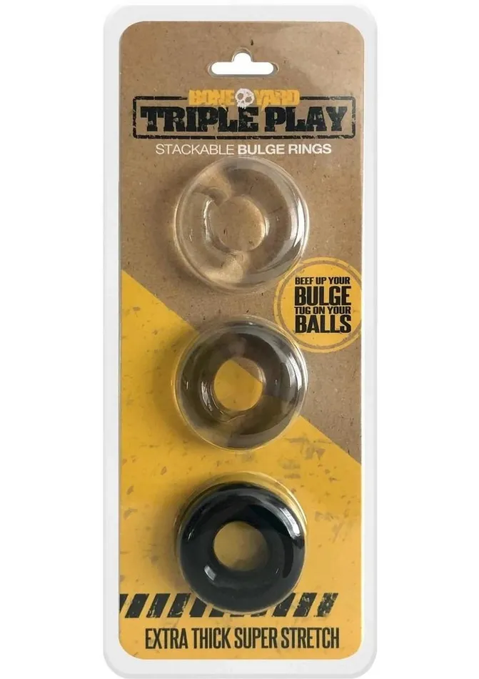 Boneyard Triple Play Stackable Bulge Cock Rings Boneyard Dildos
