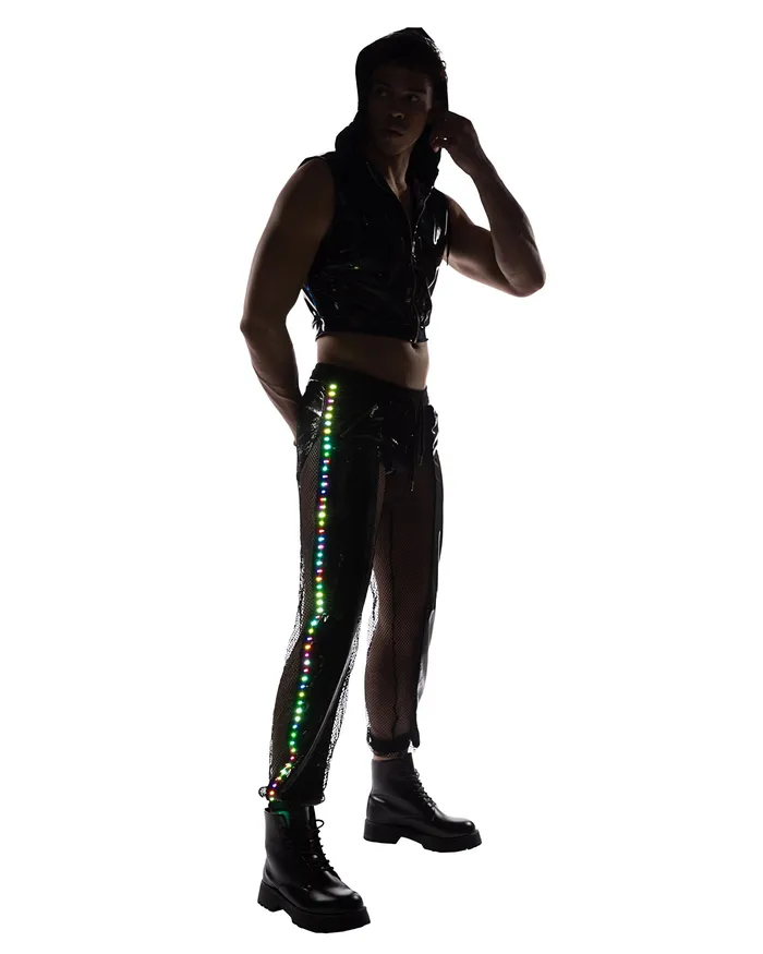Roma Costume Inc Male Sex Toys 6511 Pride Vinyl Fishnet LightUp Joggers Roma Costume Inc Male Sex Toys 6511 Pride Vinyl Fishnet LightUp Joggers